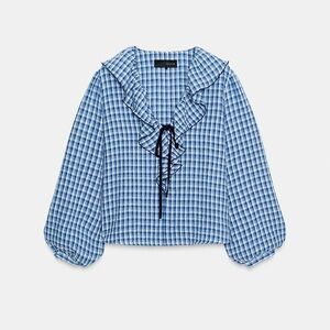 Zara Blue Checkered Blouse